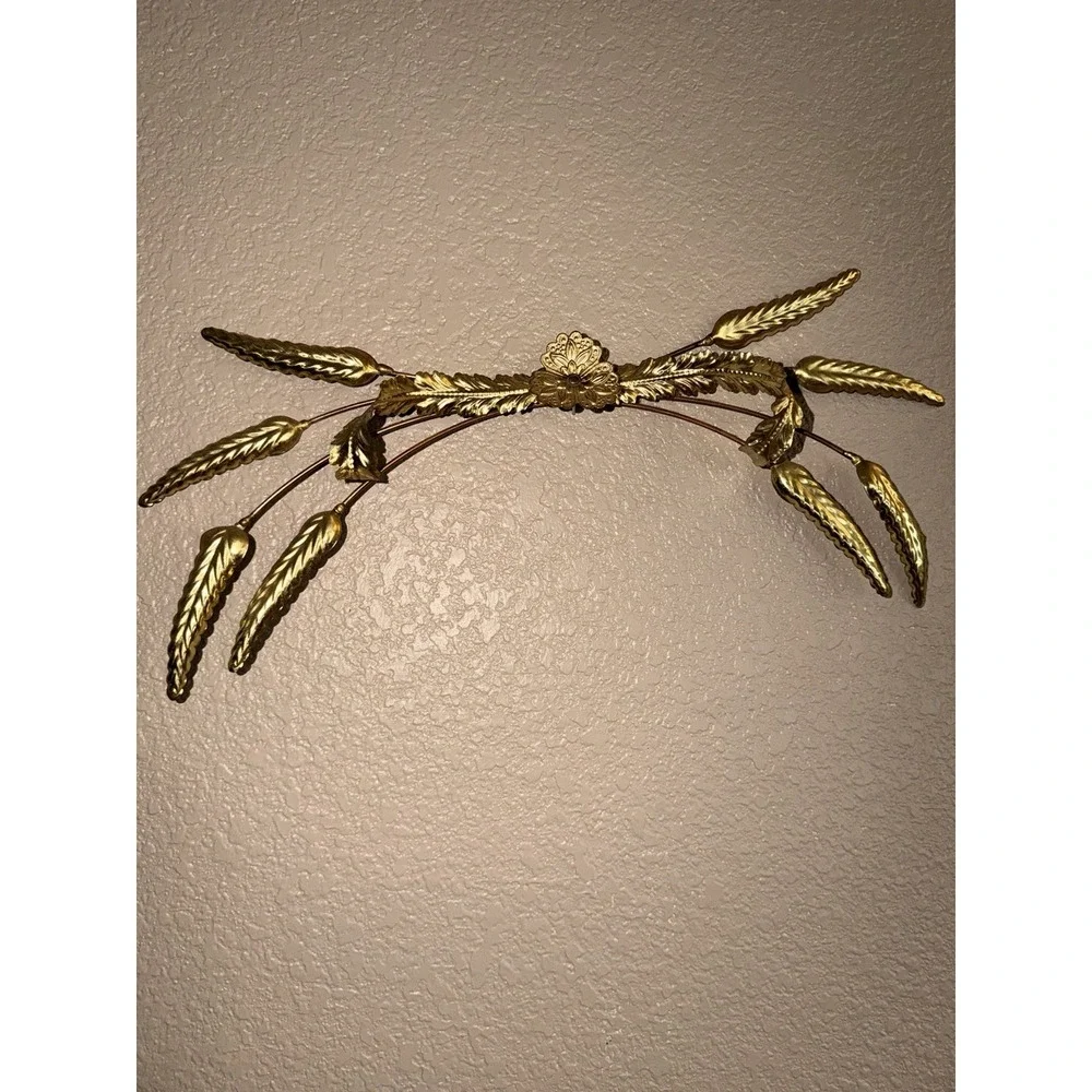 Vintage MCM Brass Wheat Wall Art 16